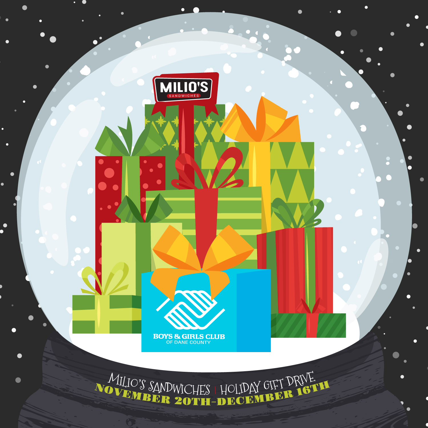 Milio's and Boys and Girls Club Holiday Gift Drive
