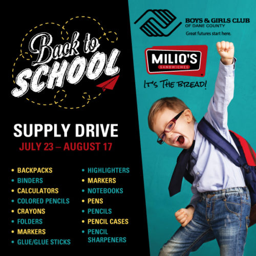 Milios Back to School Supply Drive